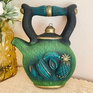 Vintage Teapot Wall Hanging Clay Redware
